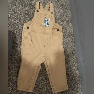 Disney Tan Overalls with Stitch Patch